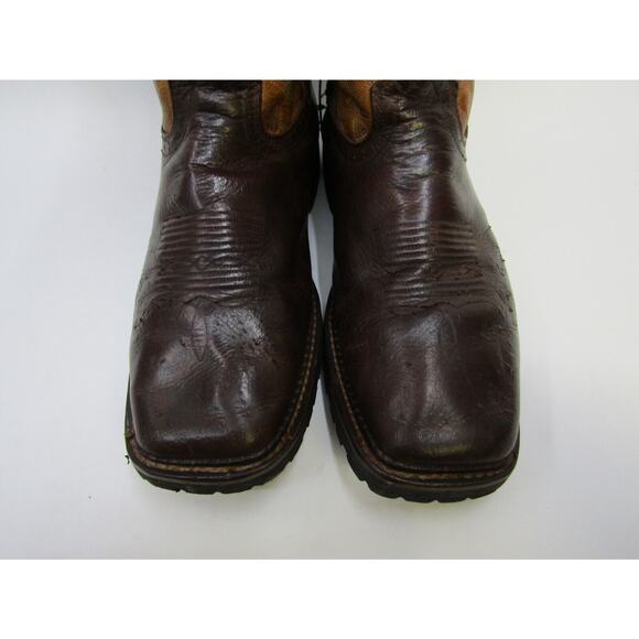 Justin Mens Size 10 D Orange Brown Leather Buckaroo Cowboy Western Boots main image 9